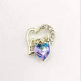 Queen - Nail Charms 10pc - #079 Gold "Love" Purple Crystal Hearts