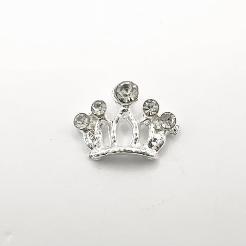 Queen - Nail Charms 10pc - #341 Silver White Stone Crowns