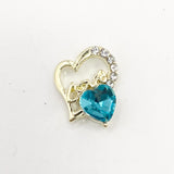 Queen - Nail Charms 10pc - #083 Gold "Love" Teal Crystal Hearts