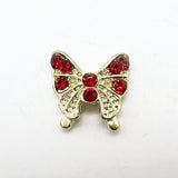 Queen - Nail Charms 10pc - #306 Gold Butterflies w/ Red Stones