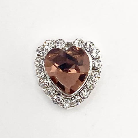 Queen - Nail Charms 10pc - #071 Silver Brown Hearts