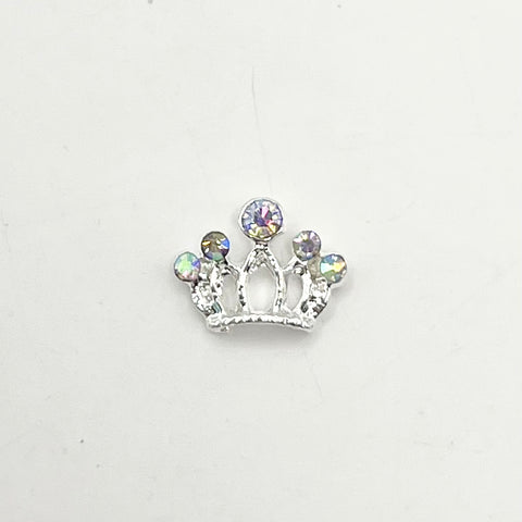 Queen - Nail Charms 10pc - #158 Silver Tiaras with Iridescent Stones