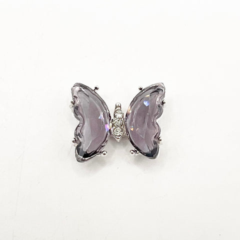 Queen - Nail Charms 10pc - #333 Silver Dark Purple Butterflies