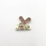 Queen - Nail Charms 10pc - #222 Gold “Love” Pink Hearts