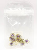 Queen - Nail Charms 10pc - #141 Gold Purple Heart Crowns