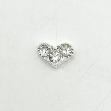 Queen - Nail Charms 10pc - #190 Silver Wide Hearts with Big Crystals