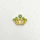 Queen - Nail Charms 10pc - #162 Gold Tiaras with Light Green Stones