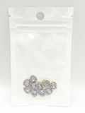 Queen - Nail Charms 10pc - #198 Gold Purple Hearts with Surrounding Crystals