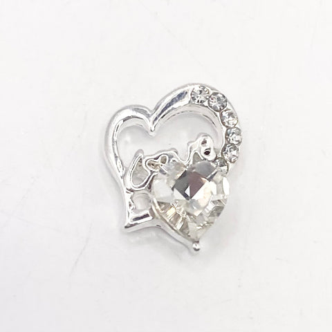 Queen - Nail Charms 10pc - #101 Silver "Love" Clear Crystal Hearts