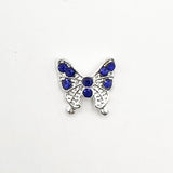 Queen - Nail Charms 10pc - #151 Silver Butterflies w/ Blue Stones