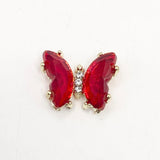 Queen - Nail Charms 10pc - #116 Gold Red Butterflies