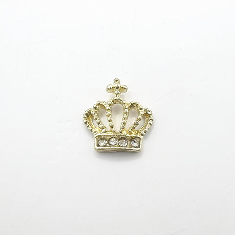 Queen - Nail Charms 10pc - #343 Gold White Crystal Crowns