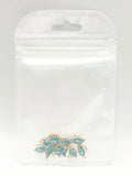 Queen - Nail Charms 10pc - #185 Gold Blue Leafs with Crystals