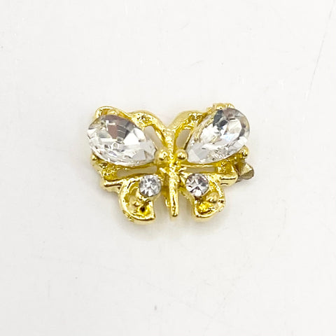 Queen - Nail Charms 10pc - #113 Gold White Gem Butterflies