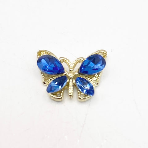 Queen - Nail Charms 10pc - #019 Gold Sapphire Small Crystal Butterflies