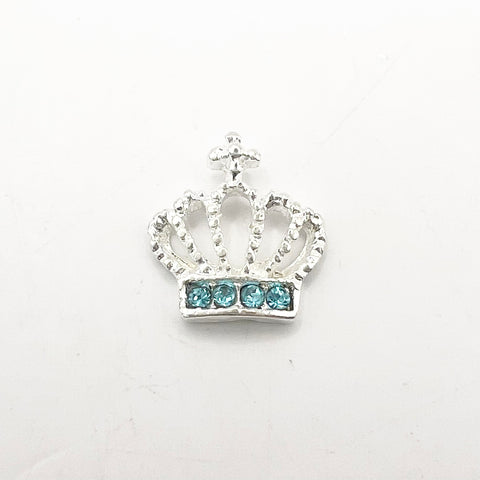 Queen - Nail Charms 10pc - #352 Silver Light Blue Crystal Crowns