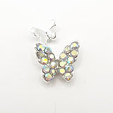 Queen - Nail Charms 10pc - #303 Silver Iridescent Crystal Butterflies with Mini