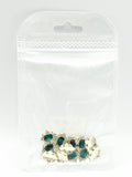 Queen - Nail Charms 10pc - #177 Gold Square Emeralds with Arrow Crystals