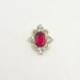 Queen - Nail Charms 10pc - #178 Gold Square Rubies with Arrow Crystals