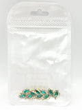 Queen - Nail Charms 10pc - #228 Gold Green Leafs with Crystals