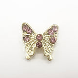 Queen - Nail Charms 10pc - #307 Gold Butterflies w/ Pink Stones