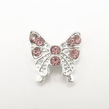 Queen - Nail Charms 10pc - #308 Silver Butterflies w/ Pink Stones