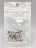 Queen - Nail Charms 10pc - #091 Silver "Love" Pink Crystal Hearts