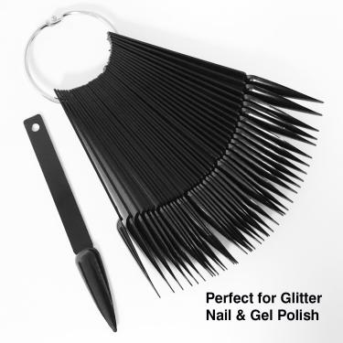 Polish Display Fan - Black Stiletto 50pc