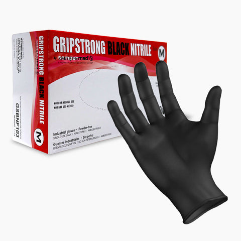 Gripstrong - Black Nitrile Gloves - Medium