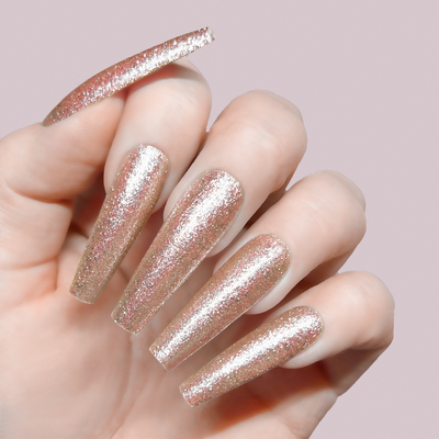 Rose Gold Glitter Coffin Nails